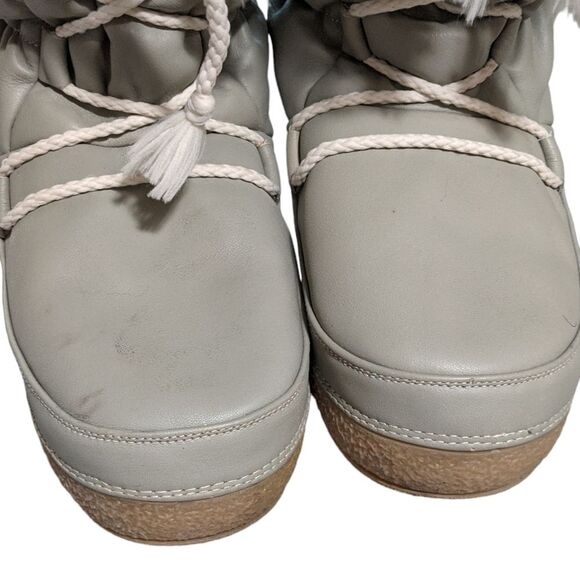 Diadora leather fur lined accented snow boots moon lace up platform taupe 40/41 - Picture 8 of 12